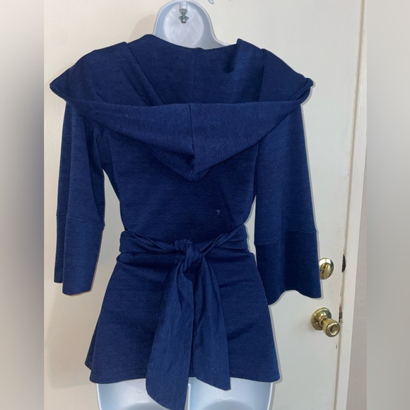 Xtaren Deep Blue Velvet Wrap Dress Long Sleeve - Picture 3 of 4